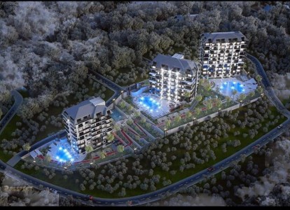 Alanya Kıngdom Towers  Sitesin'de Satılık  Lüks 1+1 Daire